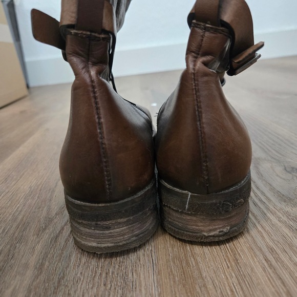 Alberto‎ Fermani Womens 8 Brown Leather Calf Riding Boots Buckle Accent Casual - Picture 4 of 9